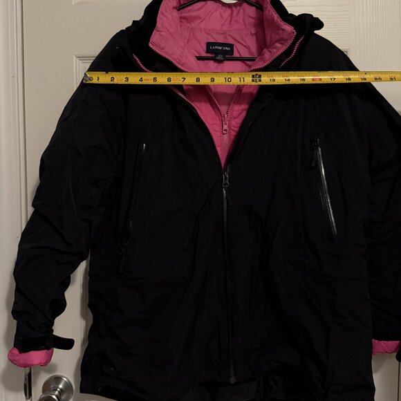 Womens Lands End Black & Pink Ski Jacket Size LG 14-16 - Picture 8 of 8